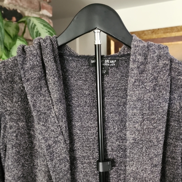 Barefoot Dreams CozyChic Lite Cardigan Gray Hooded Open Front Cozy Luxe - Picture 2 of 9